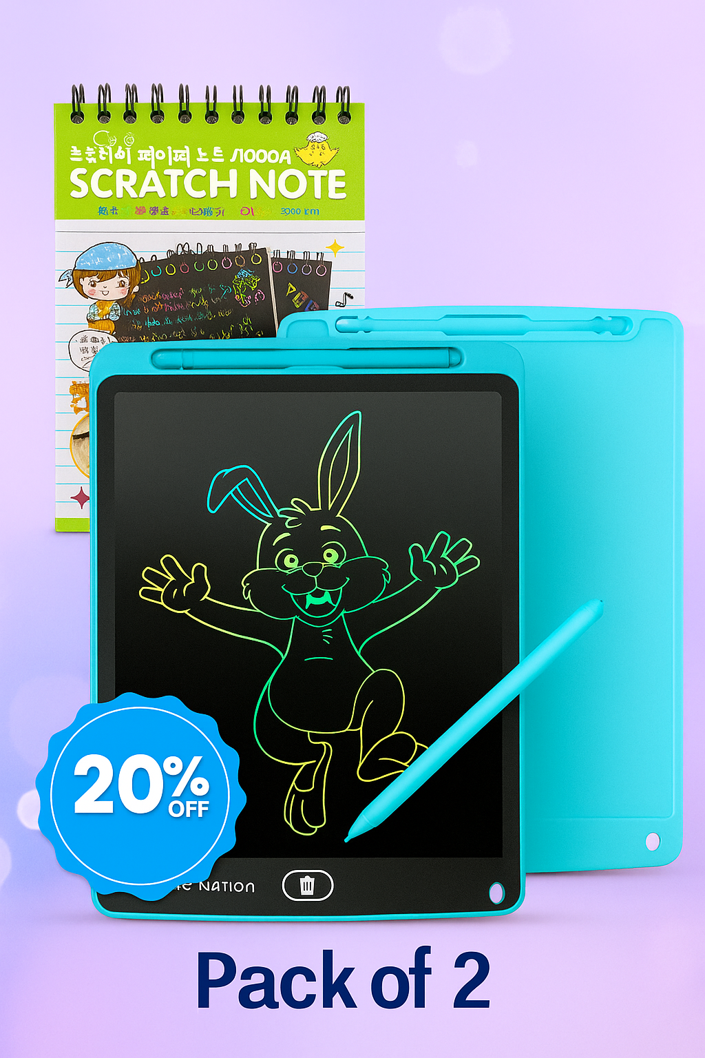 2-in-1 Learning Deal for Kids – 10.5" LCD Writing Tablet + Scratch Note Book