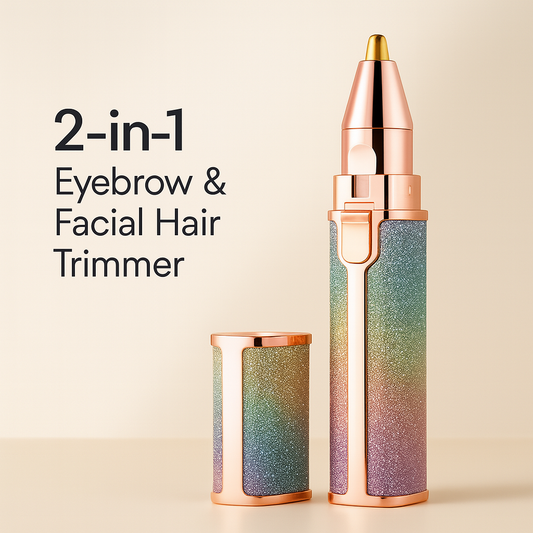 2-in-1 Battery-Operated Glitter Eyebrow & Facial Hair Trimmer for Women – Compact and Stylish

