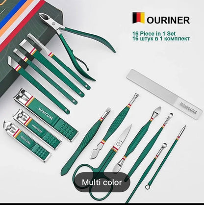 16pcs Manicure Pedicure Grooming Kit, Stainless Steel set