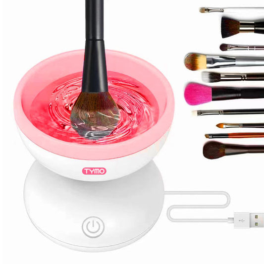Electric Makeup Brush Cleaner with Spinner Bowl and Multiple Brush Holders


