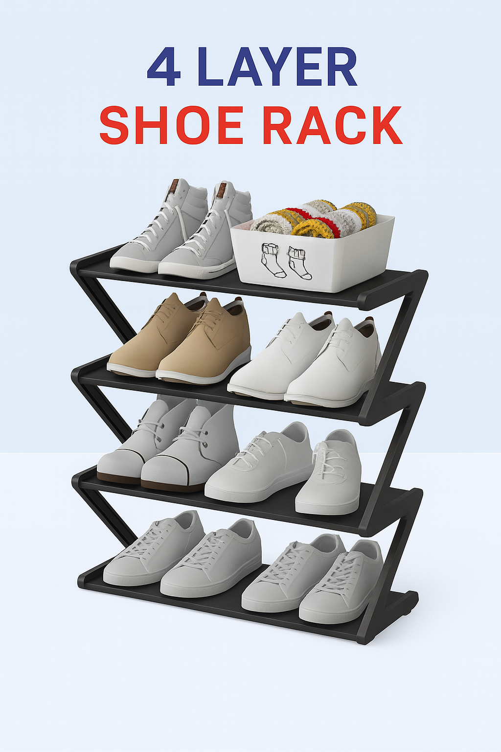 4 Layer Shoe Rack – Space Saving Organizer for Home & Entryway | ChinaCart.pk