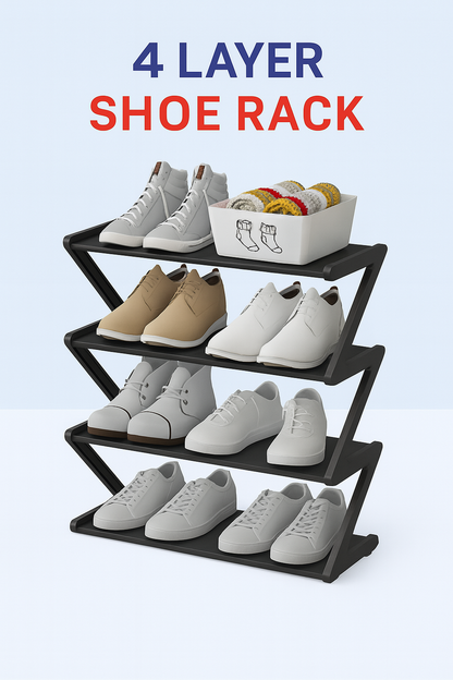 4 Layer Shoe Rack – Space Saving Organizer for Home & Entryway | ChinaCart.pk